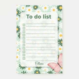 Post-it® Liste de tâches personnalisée Fleur et Papillon