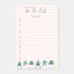 Post-it® Liste de tâches rayée Cactus aquarelle succulent