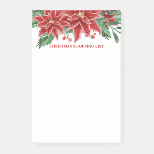 Post-it® Liste des magasins de Noël Red Poinsettia