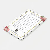 Post-it® Liste des Monogrammes Floraux Dots Noirs blancs No (Incliné)