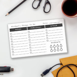 Post-it® Liste des organisateurs quotidiens noirs et blancs