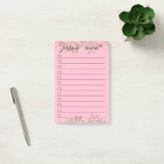 Post-it® Liste Fille à faire Monogramme rose pâle