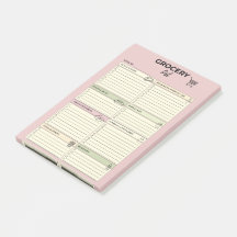 Liste hebdomadaire d'épicerie rose -