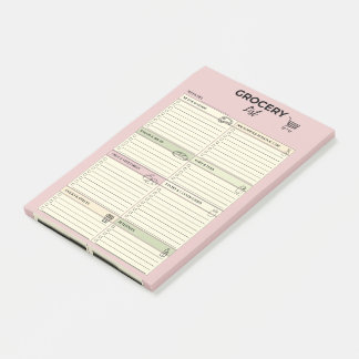 Post-it® Liste hebdomadaire d'épicerie rose -