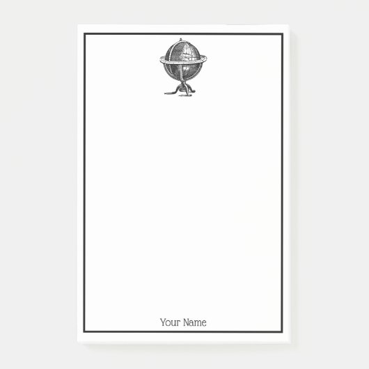 Post-it® Lithographie du monde vintage dessin BW (Devant)