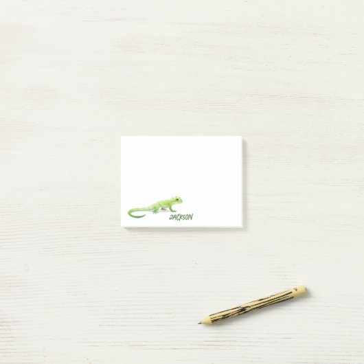 Post-it® Lizard Amical Avec Votre Nom (Sur un bureau)