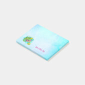 Post-it® Lizard tropical aux fleurs sur bleu turquoise (Incliné)