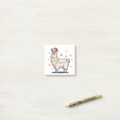 Post-it® Llama Alpaca With Santa Hat And Christmas Light (Sur un bureau)