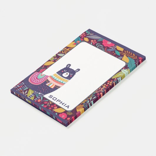 Post-it® Llama florale mignonne (Incliné)