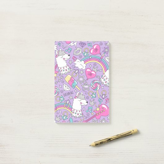 Post-it® Llama motif 1 (Sur un bureau)