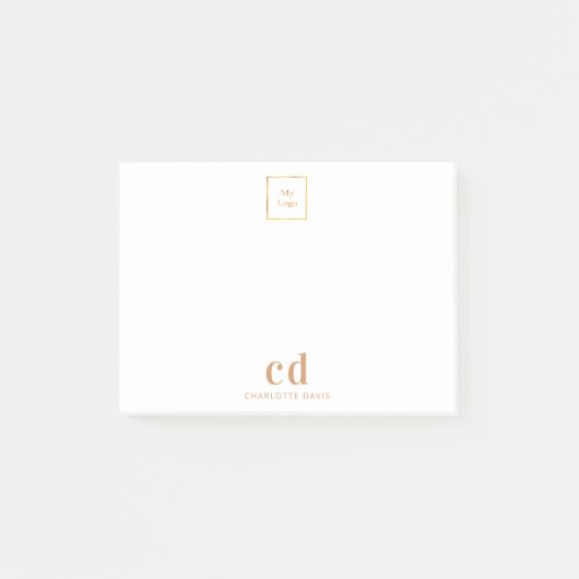 Post-it® Logo blanc or monogramme entreprise (Devant)