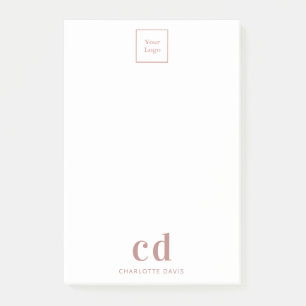 Post-it® Logo blanc rose or monogramme entreprise
