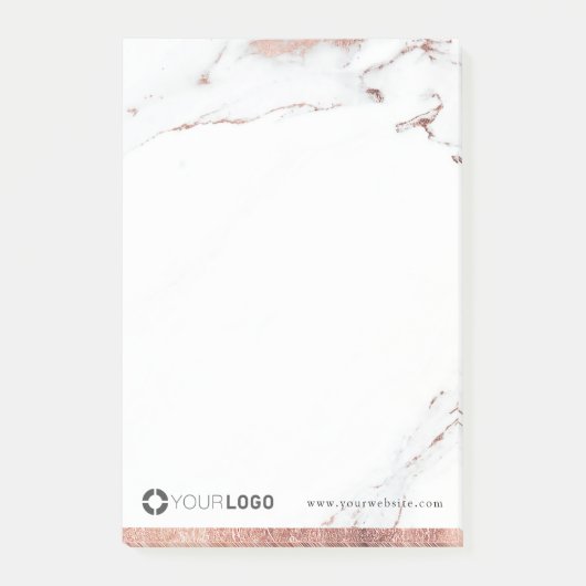 Post-it® Logo de la société moderne en marbre d'or rose (Devant)