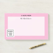 Post-it® Logo de l'école enseignant important rose (Sur un bureau)