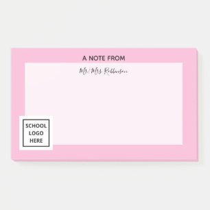 Post-it® Logo de l'école Professeur Important Rose