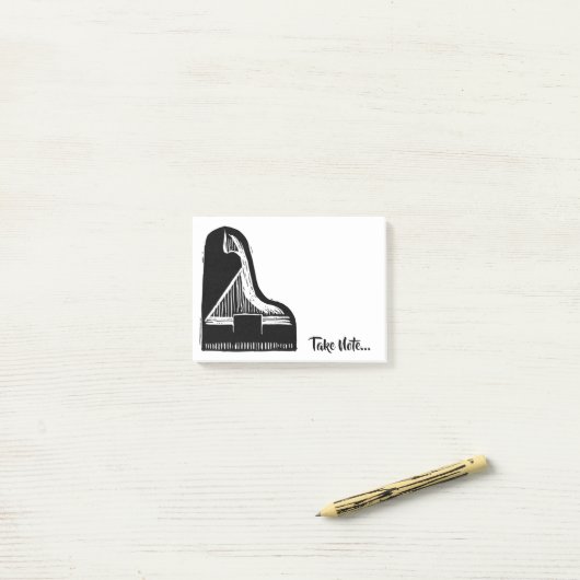 Post-it® LOGO DE PIANO  + "Prenez la note", ou AJOUTEZ (Sur un bureau)
