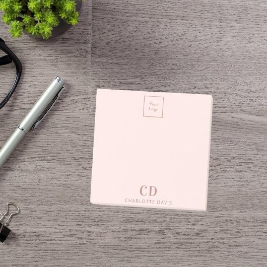 Post-it® Logo d'entreprise Blush rose monogramme