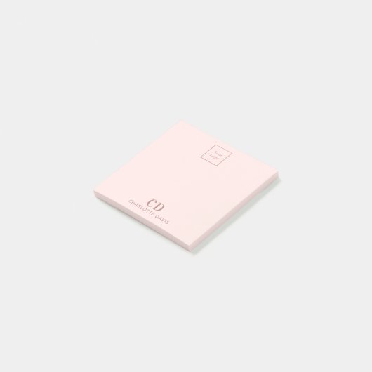 Post-it® Logo d'entreprise Blush rose monogramme (Incliné)