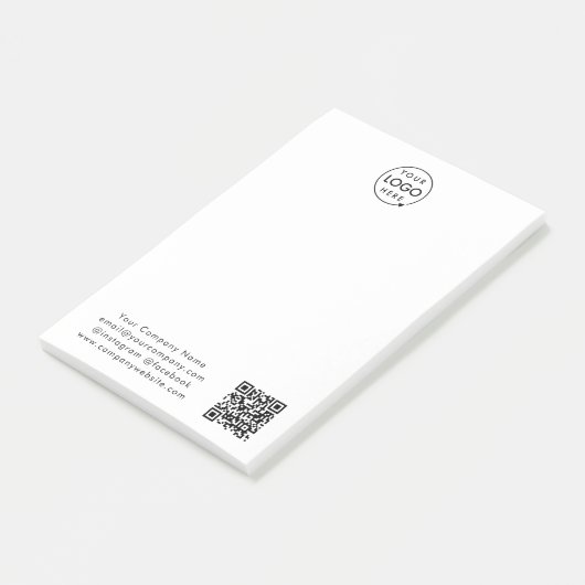 Post-it® Logo d'entreprise | QR Code minimum blanc simple (Incliné)