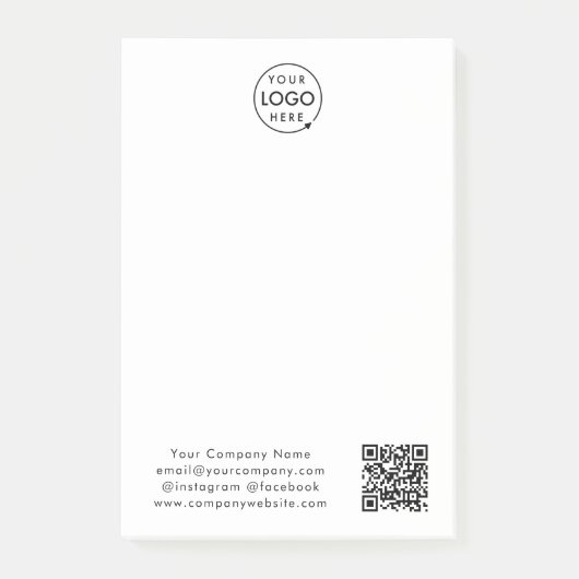 Post-it® Logo d'entreprise | QR Code minimum blanc simple (Devant)