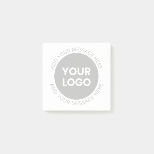Post-it® Logo d'entreprise & Texte modifiable Blanc & Gris (Devant)
