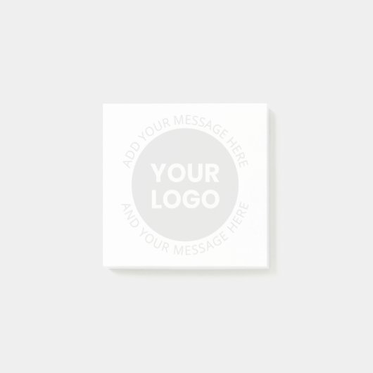 Post-it® Logo d'entreprise & Texte modifiable Blanc & Gris (Devant)