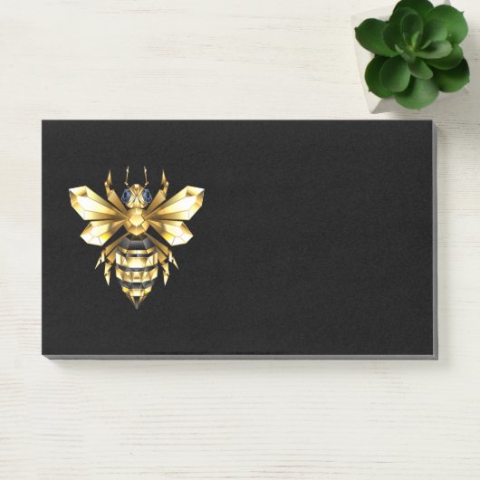 Post-it® Logo Faux Gold Foil Bee Polygonal sur Noir (Bureau)