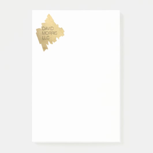 Post-it® Logo Luxe Abstrait Gold Brushstroke en blanc (Devant)