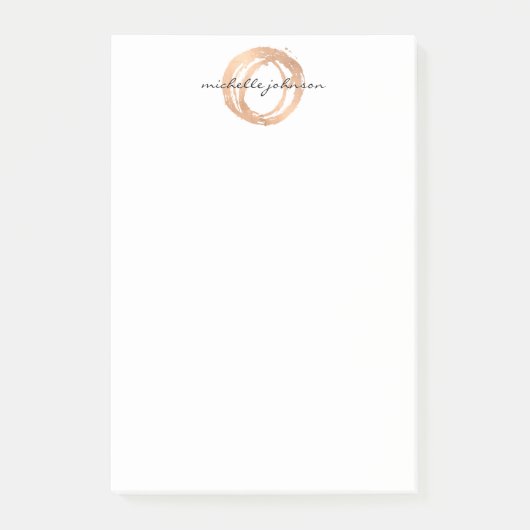Post-it® Logo Luxe Faux Rose Gold Peint Cercle Designer (Devant)