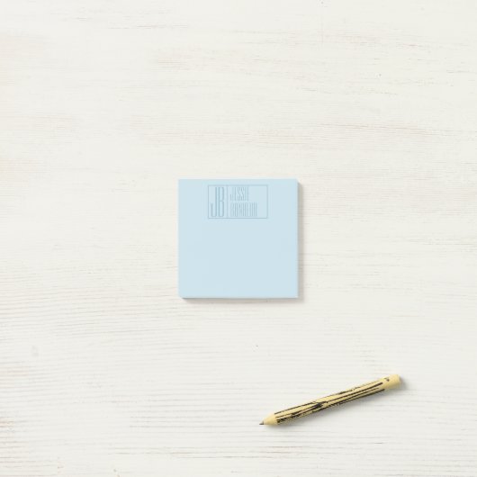 Post-it® Logo moderne bleu clair Initiales & Nom (Sur un bureau)