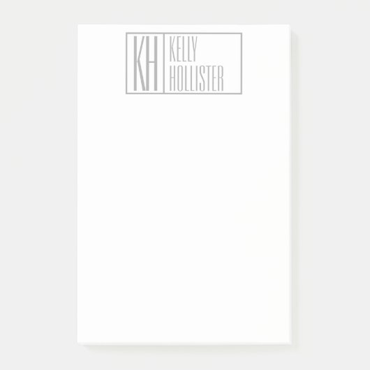 Post-it® Logo Moderne Grey Initiales & Nom (Devant)