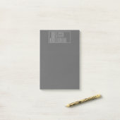 Post-it® Logo moderne, gris sur gris foncé, initiales et no (Sur un bureau)