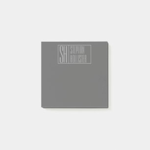Post-it® Logo moderne, gris sur gris foncé, initiales et no