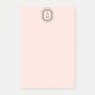 Post-it® Logo Monogramme Art déco empilé sur rose