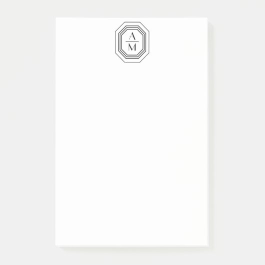Post-it® Logo Monogramme Art déco noir/blanc (Devant)