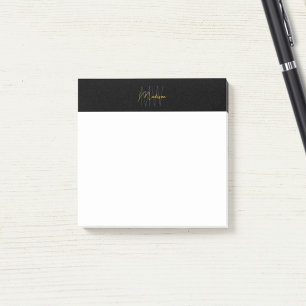 Post-it® Logo Monogramme Noir et Or Minimaliste Moderne