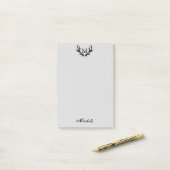 Post-it® Logo personnalisé monogramme vintage cerf bois (Sur un bureau)