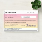 Post-it® Loi d'attraction blanc chèque Manifestation rose (Bureau)