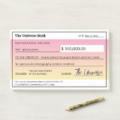 Post-it® Loi d'attraction blanc chèque Manifestation rose (Sur un bureau)