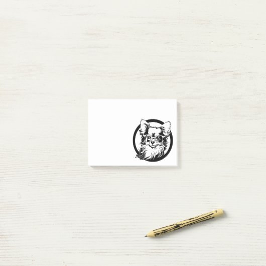 Post-it® Long Haired Chihuahua (Sur un bureau)