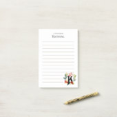 Post-it® Longueur initiale du monogramme K (Sur un bureau)