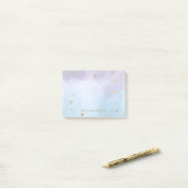 Post-it® L'or bleu pourpre d'aquarelle tient le premier (Sur un bureau)