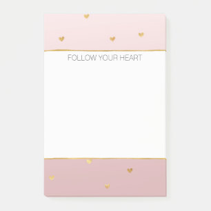 Post-it® L'or rougissent les coeurs roses d'Ombre