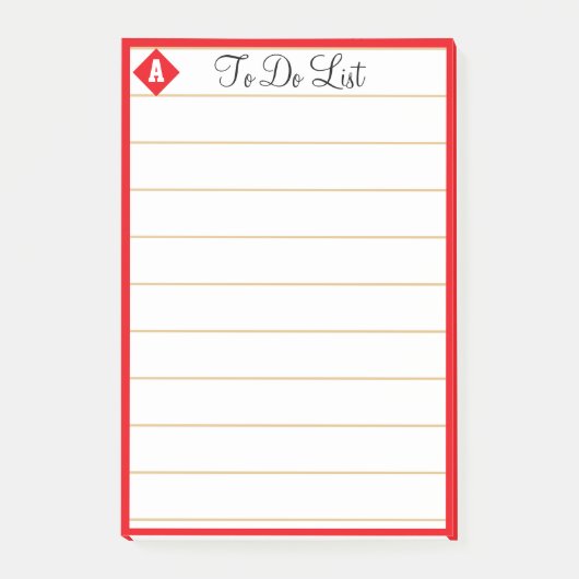 Post-it® Losange rouge et monogramme sur intérieur blanc (Devant)