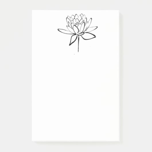Post-it® Lotus Flower Black and White Ink Dessin Art (Devant)