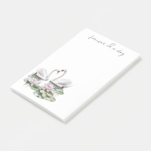 Post-it® Lotus rose romantique cygnes floraux pour toujours