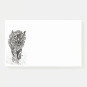 Post-it® Loup noir en colère dans la neige, hiver sauvage