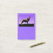 Post-it® Loup qui hurle à la lune au coucher du soleil - Ar (Sur un bureau)