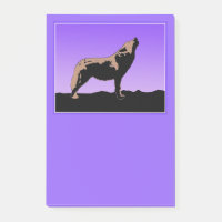Loup qui hurle à la lune au coucher du soleil - Ar