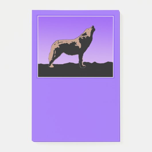 Post-it® Loup qui hurle à la lune au coucher du soleil - Ar (Devant)